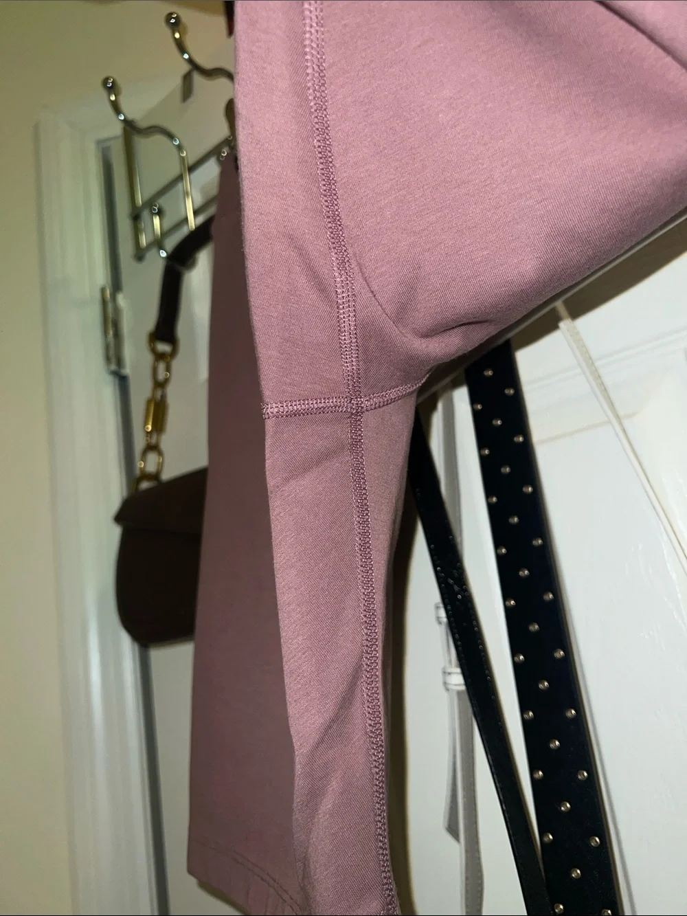 Nike Rose-Mauve High-Rise Biker Shorts with Black Swoosh
